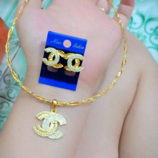 Sét kiềng cổ bông tai nữ chữ X siêu xinh hót ảnh thật
