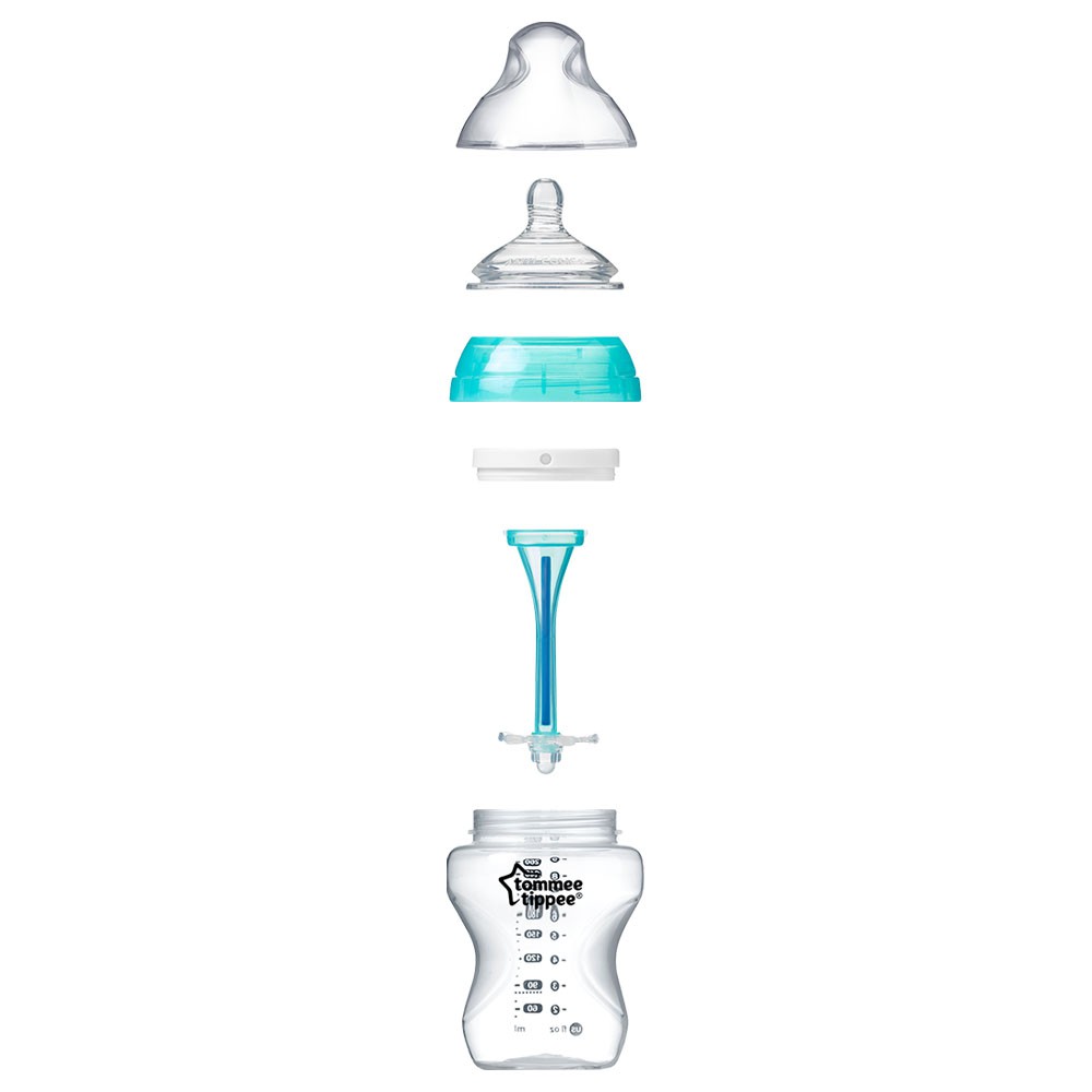 Bình sữa chống siêu chống đầy hơi kèm báo nhiệt Tommee Tippee Advanced Anti-Colic 260ml, núm ty đi kèm 0-3 tháng