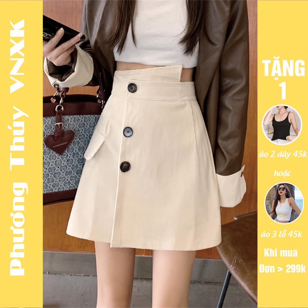 Chân váy chữ a PHƯƠNG THÚY cao cấp - chân váy công sở trong phối cúc kiểu quần giả váy nữ kiểu dáng năng động cá tính