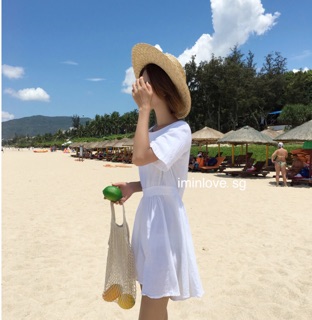 VÁY TRẮNG HỞ LƯNG - vải đũi