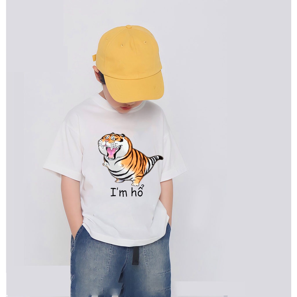 Áo Thun Bé Trai In Hình Con Hổ Béo Con Cọp Tết 2022 Áo Gia Đình Vải Cotton