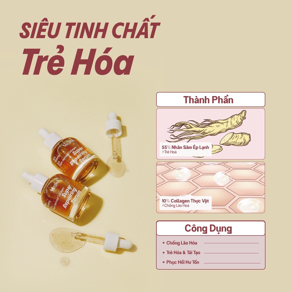 Bộ 3 sản phẩm tinh chất dưỡng da Vegick Super Serum