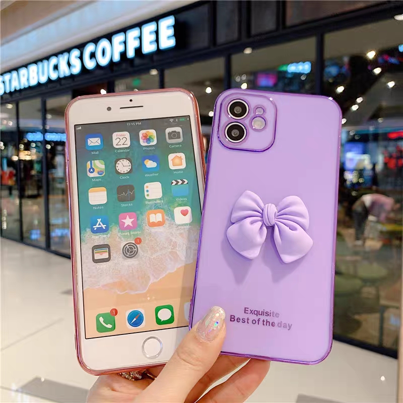 Casing IPhone 12 Pro Max Mini 11 6 6s 7 8 SE 2020 Plus X Xs XR XsMax 6+ 6s+ 7+ 8+ 6P 7P 8P 11P 12P Lovely Bow-knot Soft Phone Case