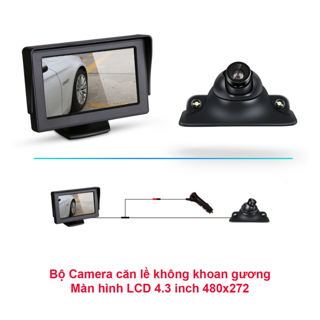 Camera cặp lề không cần khoan gương và màn hình 4.3 inch đặt trên taplo | BigBuy360 - bigbuy360.vn