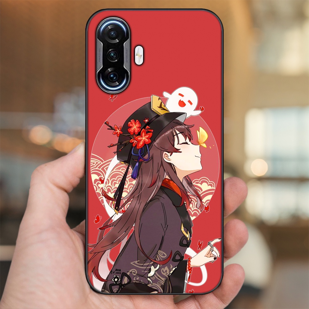 Ốp lưng Xiaomi K40 Gaming viền đen in hình Hutao Genshin Impact