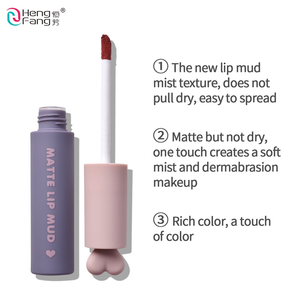 HengFang Matte Mist Whitening Lip Tint Lasting Waterproof Clay Cosmetic Lightweight Soft 3.6g H7063 | BigBuy360 - bigbuy360.vn