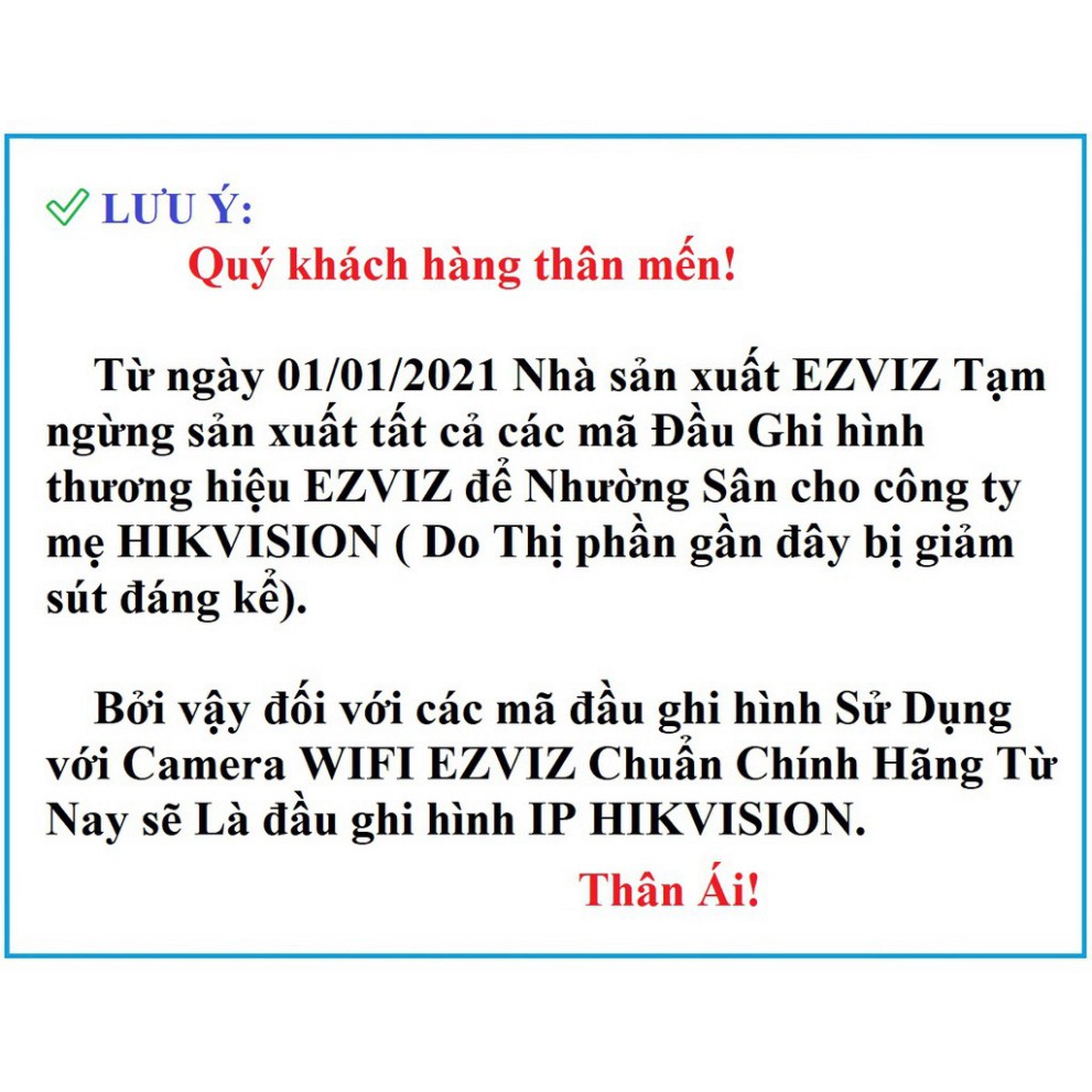 Đầu Ghi Hình WIFI EZVIZ CS-X5S  –  HIKVISION DS-7104NI Hàng Chính Hãng BH 24 Tháng C6N C3WN C6CN