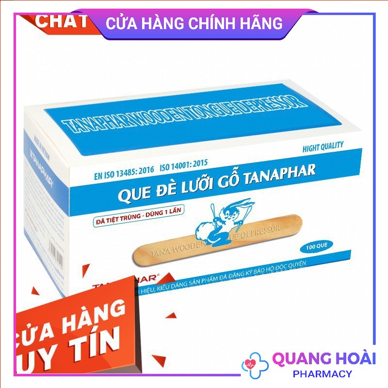 Hộp 100 Que đè lưỡi gỗ Tân Á Tanaphar (Đã tiệt trùng) cao cấp