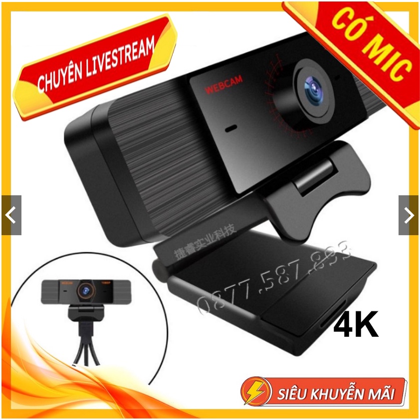 WEBCAM COVID21H1 -CHUYÊN LIVESTREAM - UHD 3840P -SIÊU NÉT- 2 MICRO- GIAO HÀNG 1H- BẢO HÀNH CTY