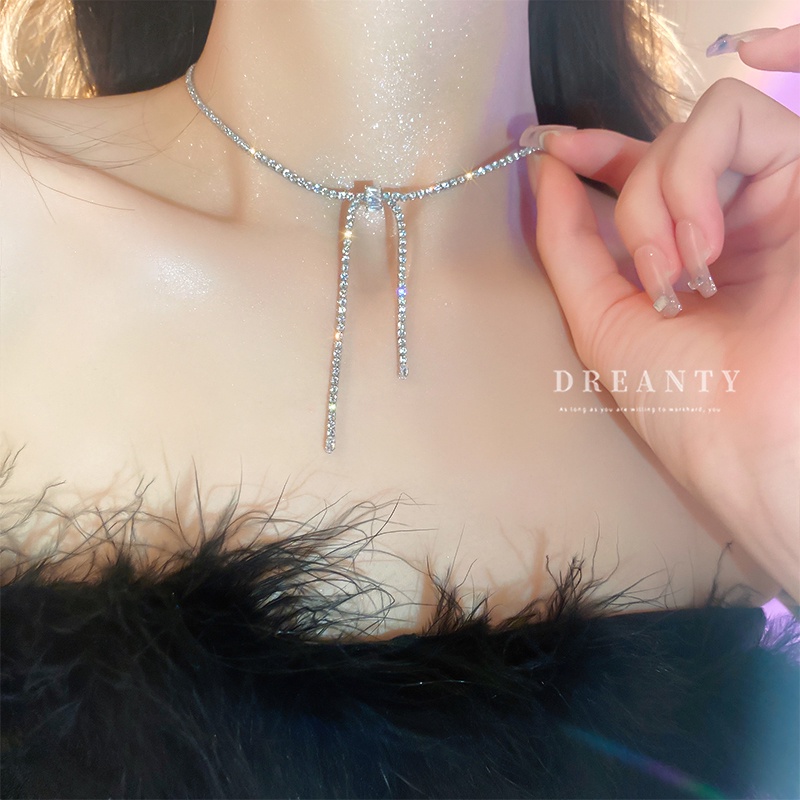 Dây Chuyền Mặt Nơ Đính Đá Zircon Sang Trọng Thời Trang