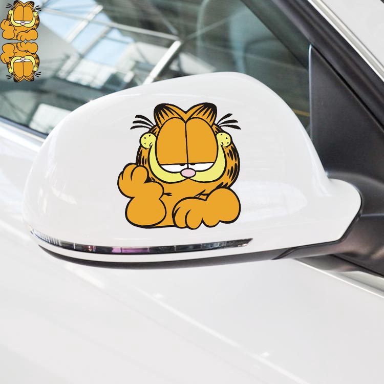 Dễ Thương Sticker Dán Trang Trí Kính Chiếu Hậu Xe Hơi Hình Mèo Garfield Đáng Yêu