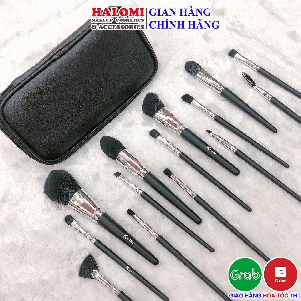 Bộ cọ trang điểm cá nhân Kun 14 cây lông thú siêu mềm chuyên dùng cho makeup HALOMI