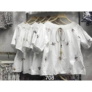 G01. 708. áo xô thêu cổ chun