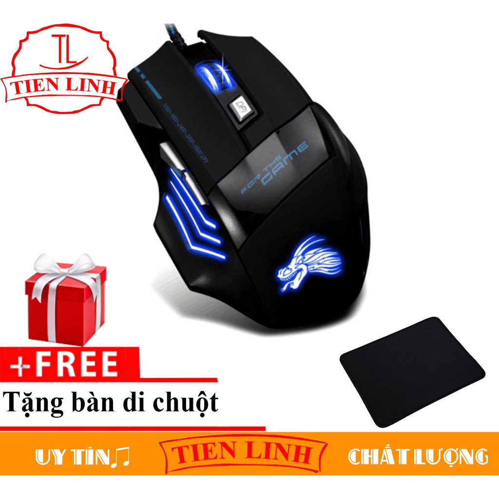 Chuột chơi game có dây DRAGON X3 (Đen phối xanh) + Tặng miếng lót chuột (XEM VIDEO)