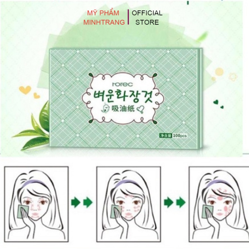 Giấy thấm dầu Rorec Oil Bing Paper,giấy thấm dầu da mặt kiểm soát dầu thừa hiệu quả,mềm mại an toàn cho da,ngăn ngừa mụn
