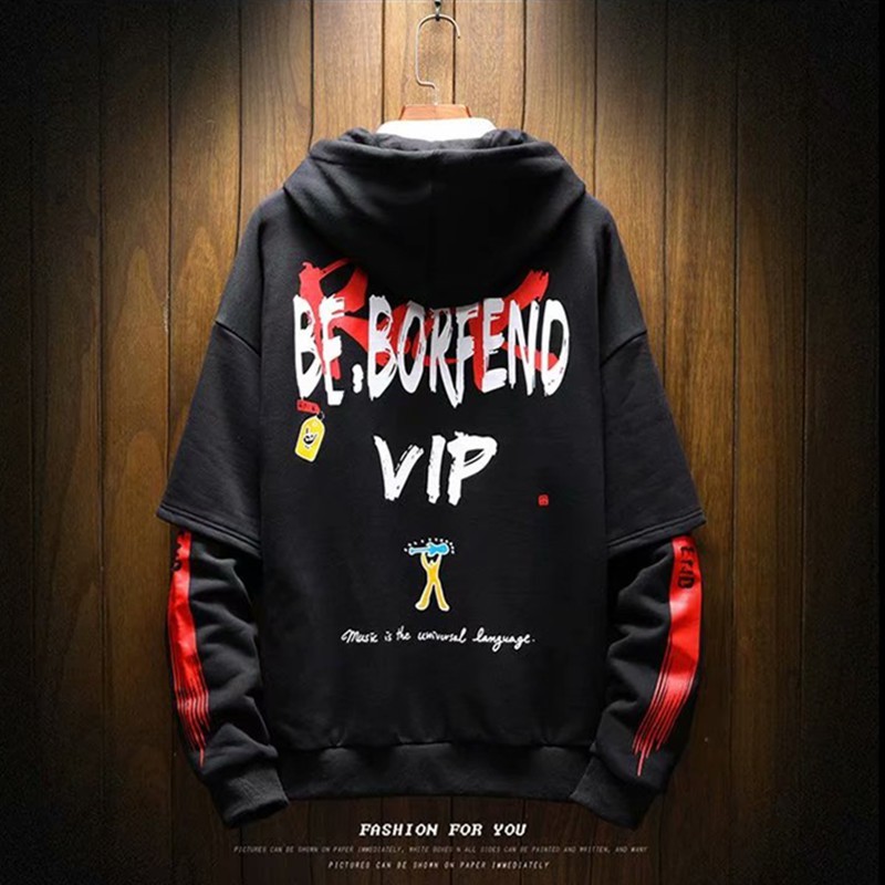 Unique European-American style 2-layer fake long-sleeved hoodie jacket | BigBuy360 - bigbuy360.vn