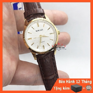 Đồng hồ Nữ dây da Halei máy Nhật chính hãng chống xước, chống nước tuyệt đối mặt tròn size 28mm chống gỉ HL572