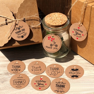 BỘ TEM & DÂY, bộ 100 tem tròn Thank you kèm dây, tem buộc, tag buộc - nhiều mẫu cực xinh.