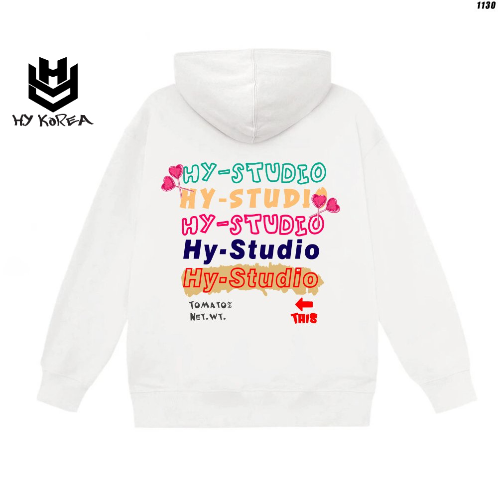 Áo hoodie unisex couple form rộng Nỉ Bông Kẹo Tim 1130 HY KOREA