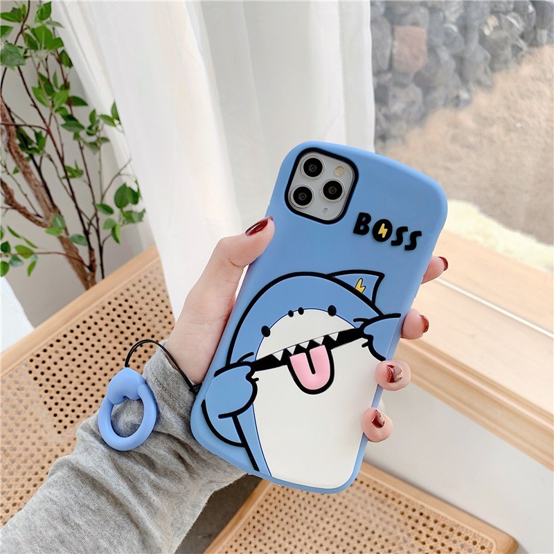 Cartoon lightning shark Silicone Case For iPhone 11 Pro Max 12mini 12 pro max X XR XS Max 7 8 6 6s Plus Soft Rubber Silicon Shockproof Cover