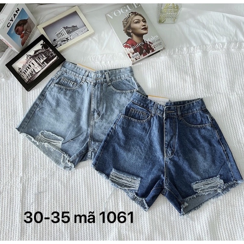 Quần Short Jean Nữ Lưng Cao Rách Kiểu Phong Cách Bigsize 56kg Đến 80kg Ms1061