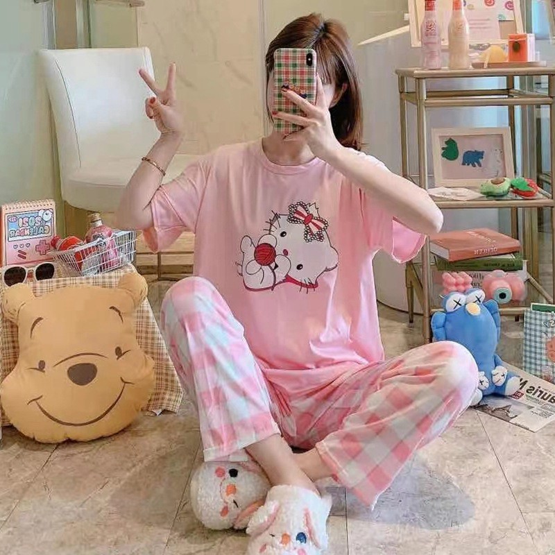 Đồ bộ nữ ❤️Freeship❤️ Bộ mặc hè cotton đẹp hoạt hình dễ thương phiên bản Hàn Quốc - bộ Pijama