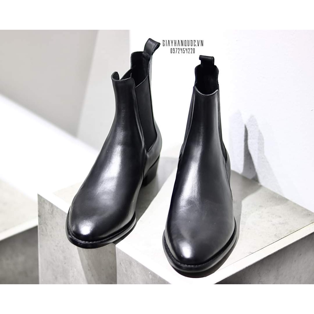 Giày nam Chelsea boots da bò đế gỗ BẢO HÀNH 12 THÁNG. Tặng Phụ Kiện