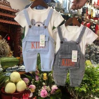 Combo Sét yếm bò trai gái có kèm áo e huyền