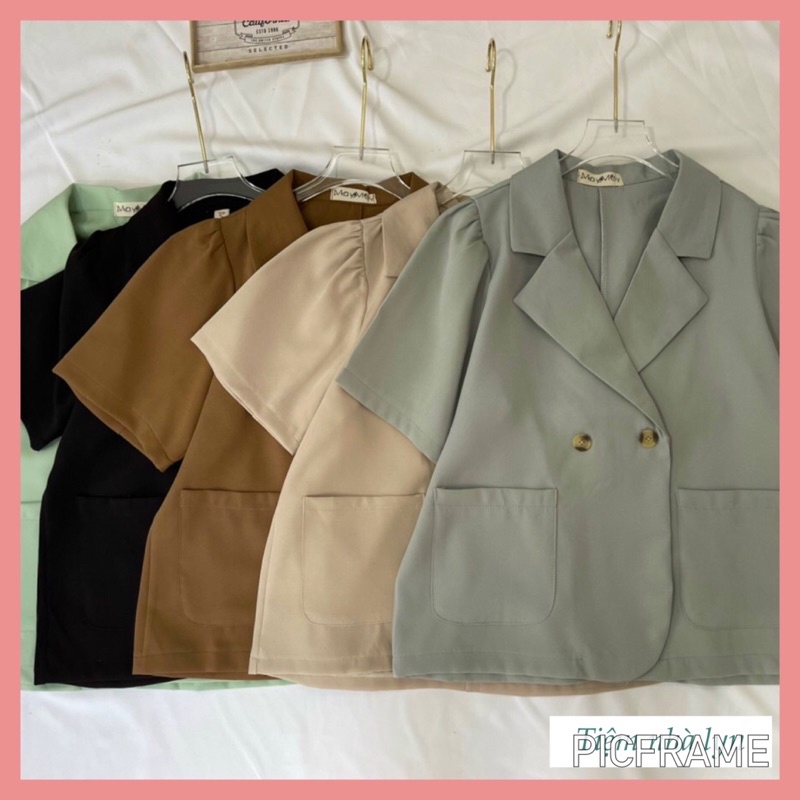 Áo blazer cộc tay dáng ngắn / Áo vest kiểu dáng ngắn tay bồng | BigBuy360 - bigbuy360.vn