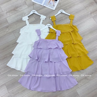 Váy 2 dây 3 tầng chất voan lụa xinh xắn