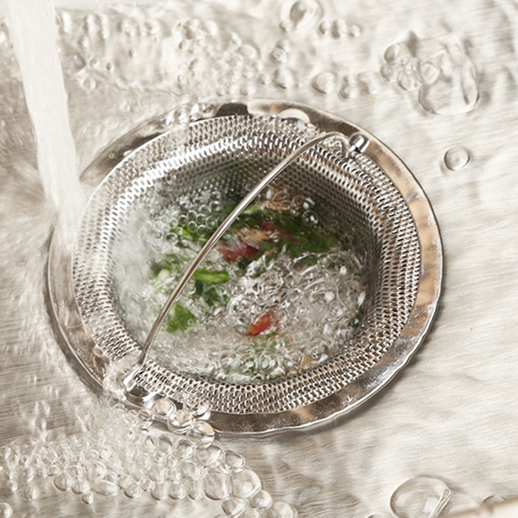 Lưới lọc rác bồn rửa chén/ bồn tắm bằng thép không gỉ có tay cầm tiện dụng cho nhà bếp/ nhà tắm