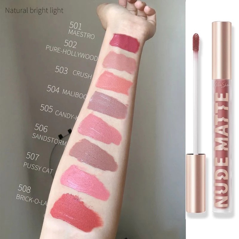 Son Môi Dạng Lỏng 8 Màu Sắc Tùy Chọn Chống Thấm Nước Không Dính Ly Dưỡng Ẩm Lâu Trôi