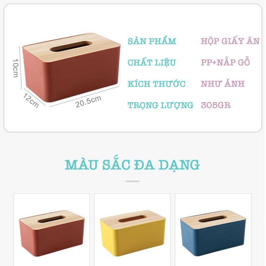 Hộp Đựng Giấy Ăn Mặt Gỗ Tre, Hộp Đựng Khăn Giấy Nhiều Màu Cao Cấp F003 [Rẻ]