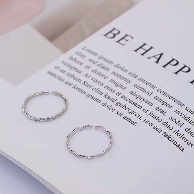 1 Set gồm 2 chiếc nhẫn gợn sóng cực xinh