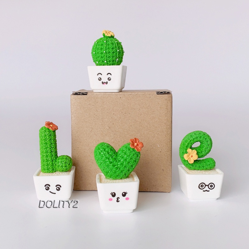 4Pieces Cactus Plants in White Pot Faux Succulents Desktop Decor Toy