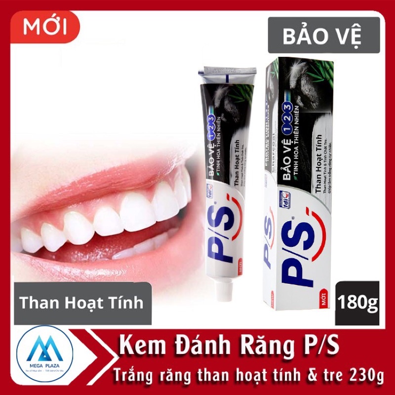 Kem đánh răng P/S bảo vệ 123 Than hoạt tính 180g