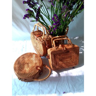 Túi Mây Có Tay Cầm Cao Cấp - Phong Cách Vintage, Boho