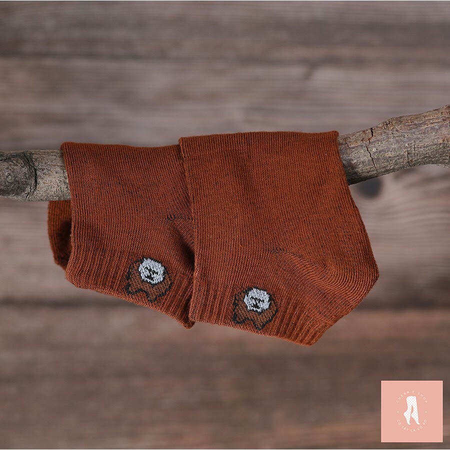 Tất cổ ngắn nữ sét 10 đôi gấu phong cách Hàn Quốc, vớ nữ chất liệu cotton thoáng mát