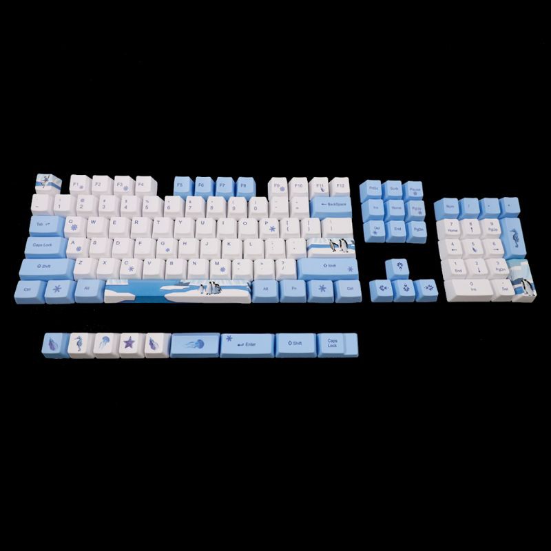 Bộ Phím Cơ 113 Phím Oem Pbt Nhuộm Màu Hình Chim Cánh Cụt