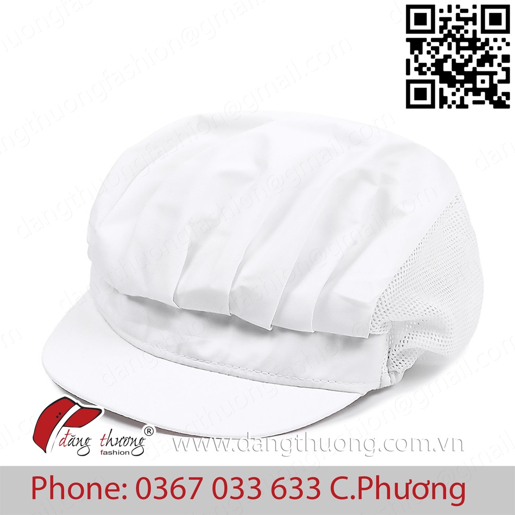 [SHIP HỎA TỐC] [CÓ SẴN] Mũ nón trùm lưỡi trai đầu bếp phục vụ nam nữ có lưới thoáng mát đen trắng