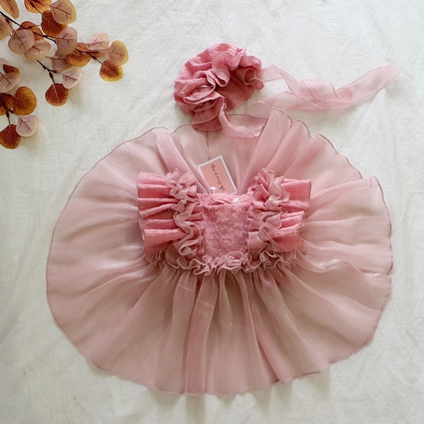 Quần áo trẻ em Đầm body cho bé gái dáng xòe xinh xắn cánh tiên màu hồng TẶNG KÈM NÓN Quà Đầy Tháng Thôi nôi Sinh Nhật