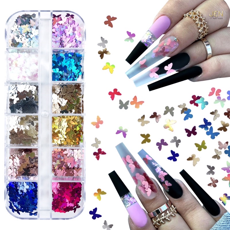 Sequin kim tuyến bướm đắp ẩn 5mm-phụ kiện nail móng
