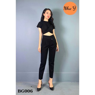 Quần baggy bigsize từ S - 5XL khóa sườn phối cạp chéo hai cúc, quần tây cao cấp cho nữ - NHUYFASHION_BG006