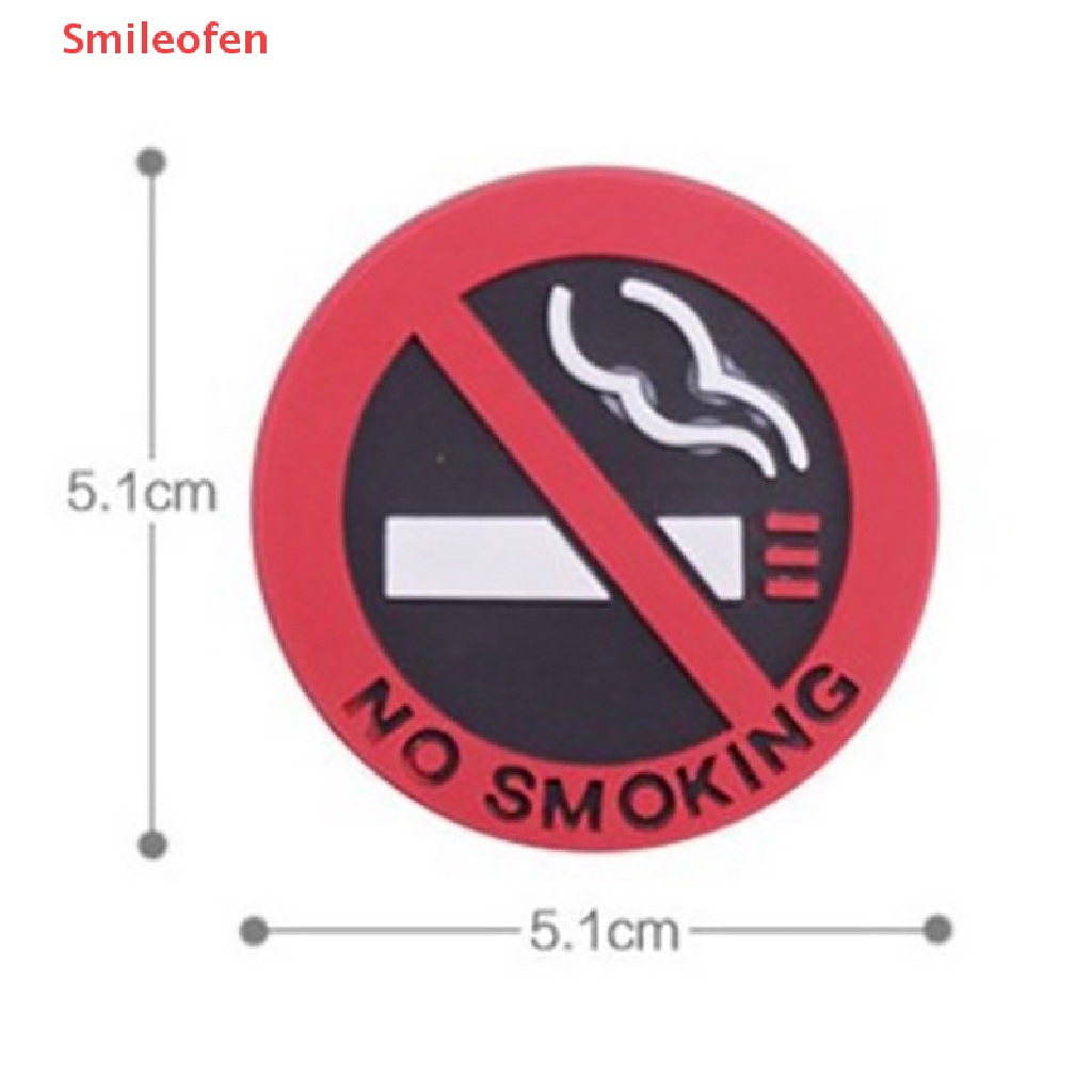 Set 1 / 5 Sticker Tròn In Chữ No Smoking Dùng Để Trang Trí Xe Hơi