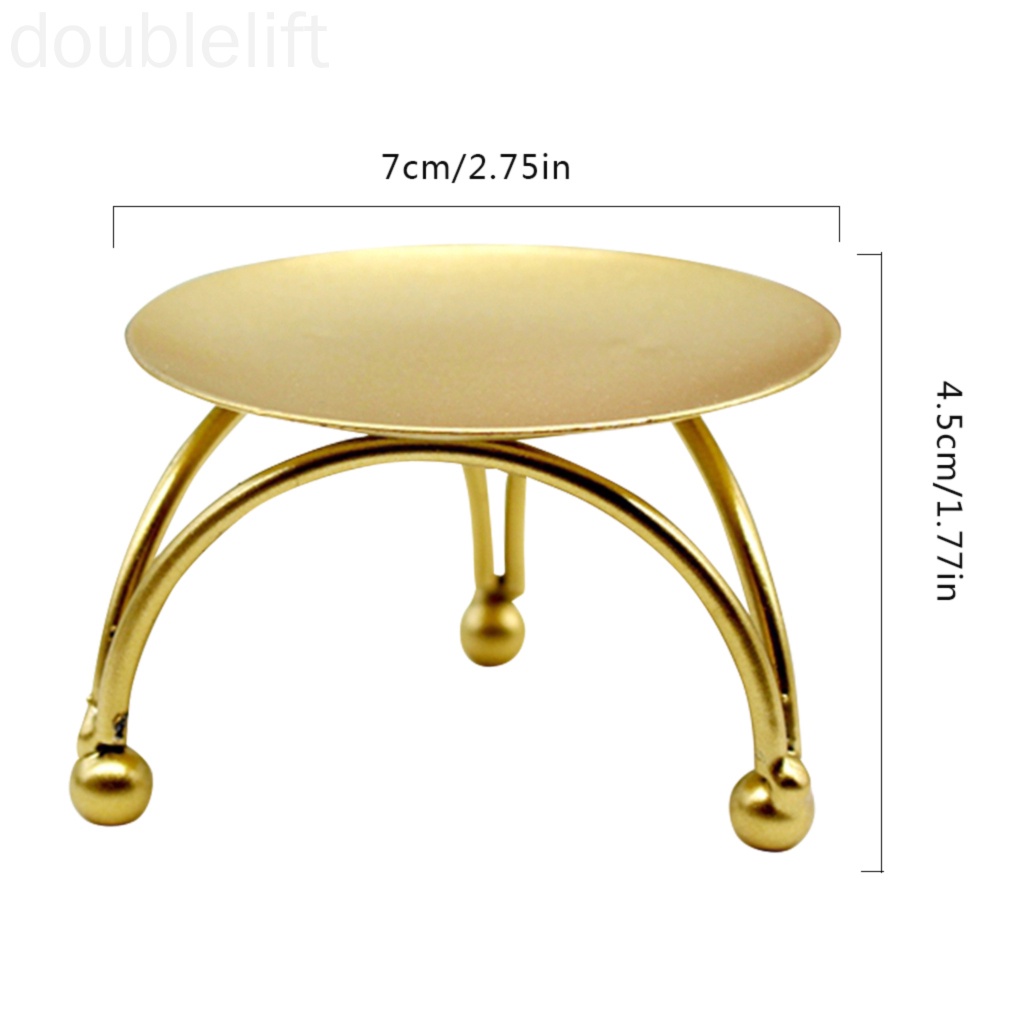 Candle Holder Round Golden Iron Candlestick Table Desktop Candle Stand Home Wedding Party Ornament doublelift store