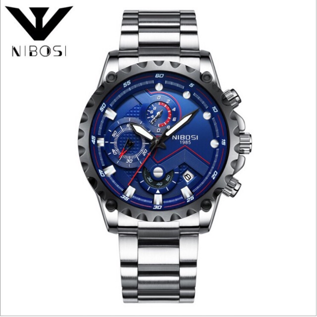 (SIÊU HÓT)CHÍNH HÃNG 100% Đồng Hồ Nam NIBOSI Cao Cấp dây inox đặc nặng tay _Full Box