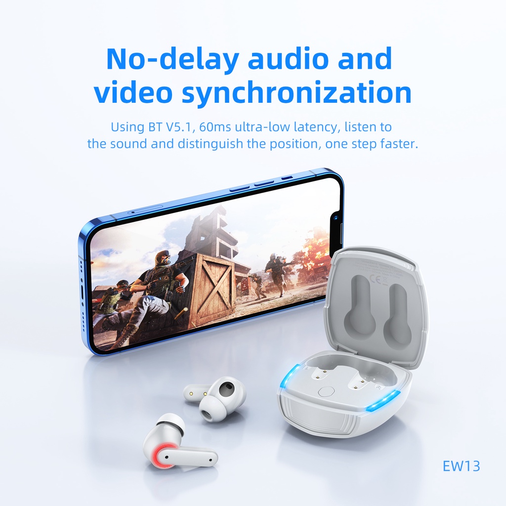 Tai nghe bluetooth không dây HOCO. EW13 chống ồn BT5.1 dùng để chơi game có phụ kiện tiện dụng