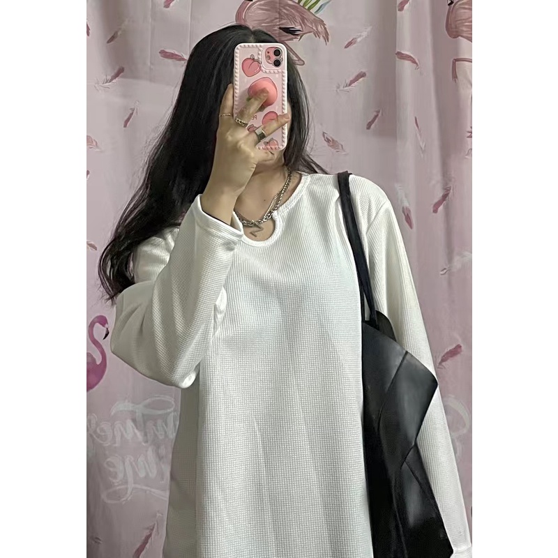 Áo len thun nam nữ unisex đầu mùa cổ chữ U thiết kế đặc biệt vải dạng mắt lưới mỏng mới nhất 2021