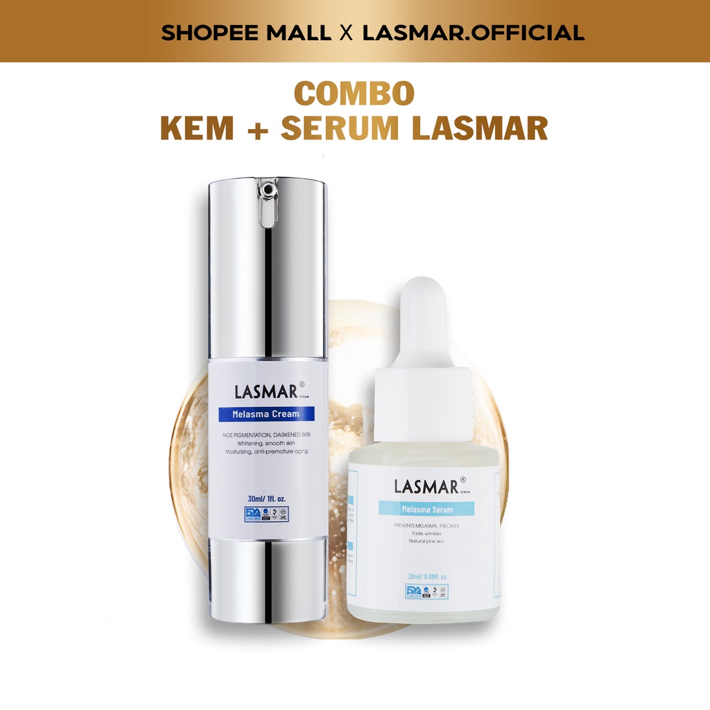 Combo Kem + Serum Nám Lasmar Mờ Nám Da, Tàn Nhang, Đồi Mồi Lâu Năm Từ Bên Trong