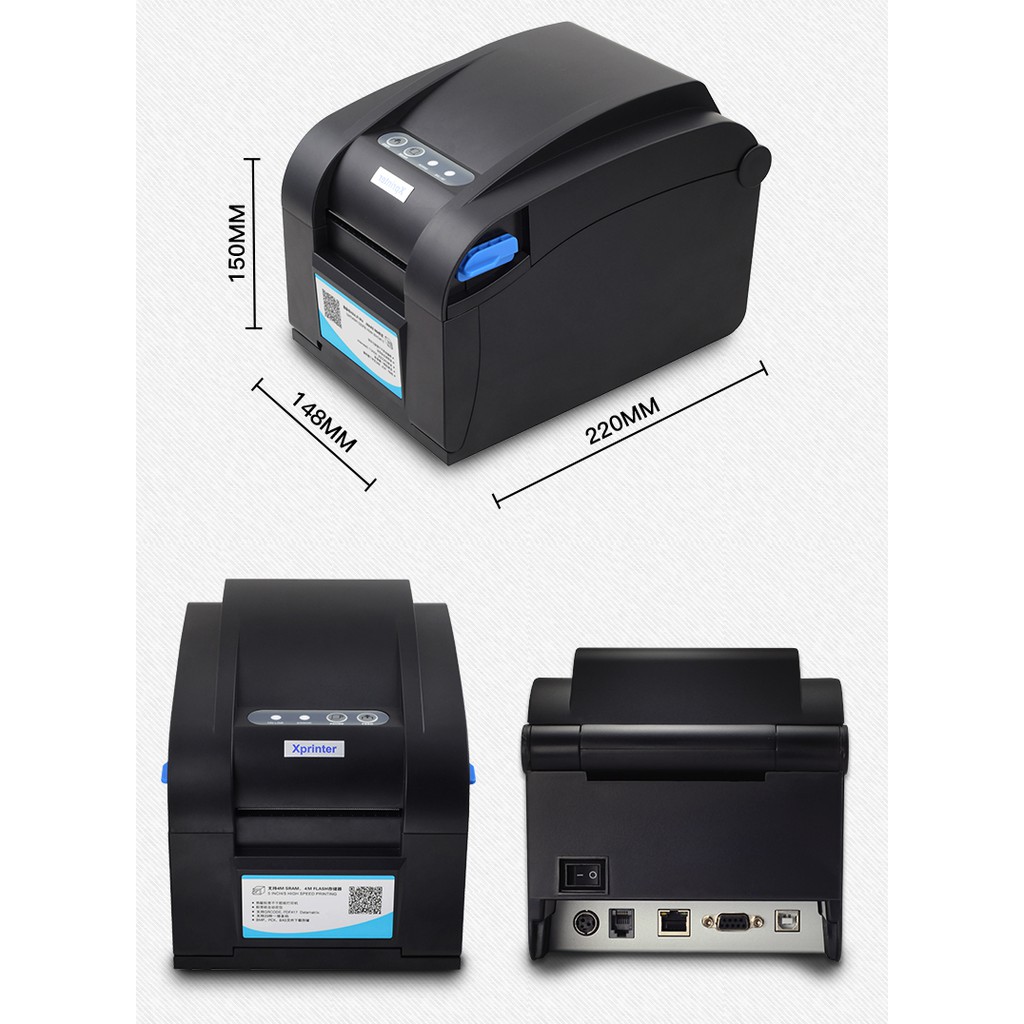 Máy in tem nhiệt mã vạch, tem GHTK, in đơn hàng Shopee Xprinter XP-350BM USB + LAN in từ điện thoại và máy tính